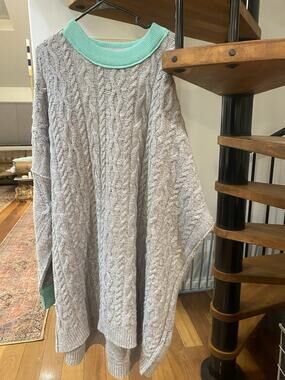 Brand new with tag! Free People Women's Medium Gray Cable Knit Dress Oversized